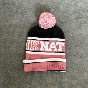 PINK Victoria's Secret Black and Pink Pom-Pom Beanie